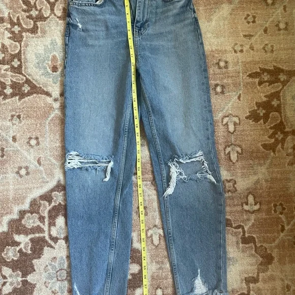 Zara Blue Distressed Straight Leg Jeans - Picture 3 of 7